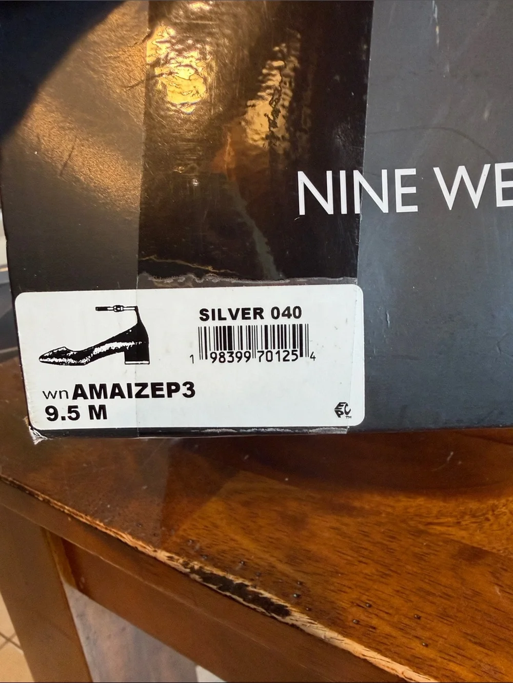 Nine West Silver Sequin Ankle-Strap Block Heels. Women’s Size 9.5